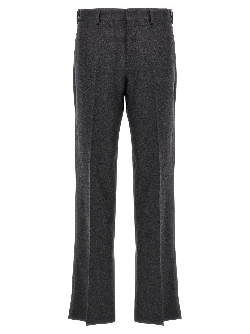 Fendi Straight Leg Cashmere Trousers With Pressed Pleat