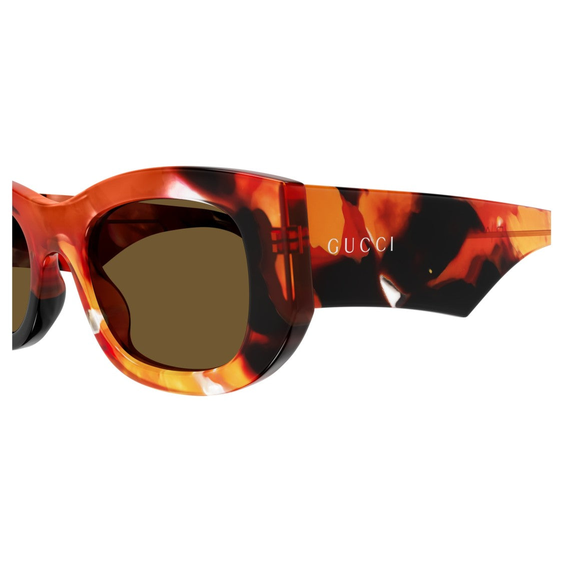 Gucci Gg1627s Bold Angular Tortoiseshell Frame Sunglasses