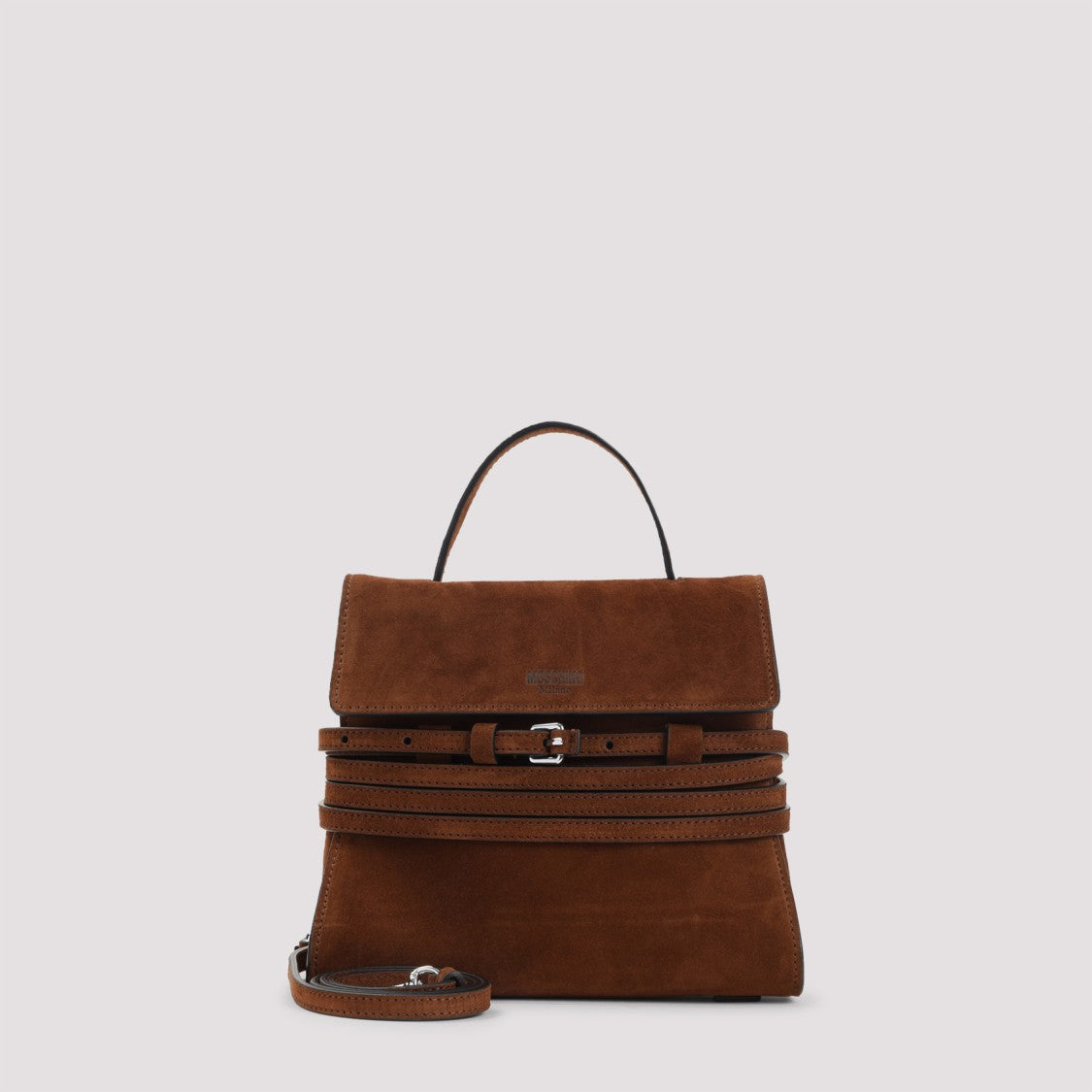 Moschino Structured Suede Leather Handbag