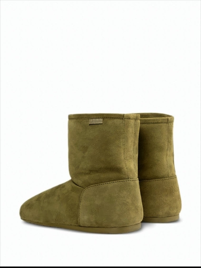 Loewe Mid-Calf Suede Boots With Plush Wool Lining