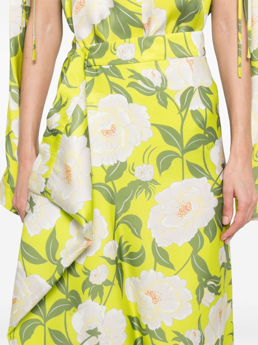 Kenzo Fluorescent Green Floral Skirt
