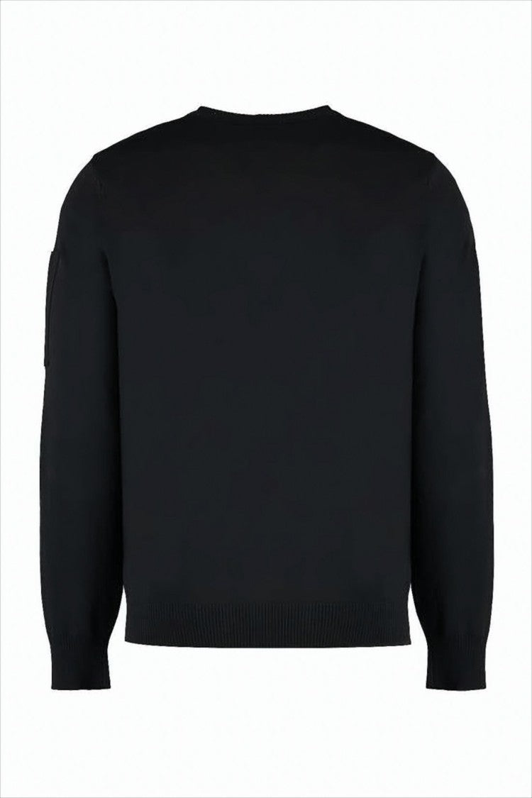 C.P. Company Minimalist Black Sweater With Distinctive Lens Pocket