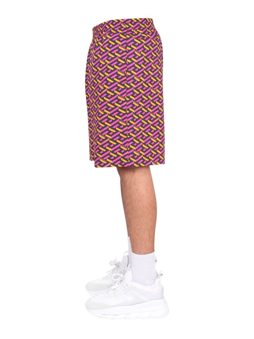 Versace Shorts With La Greca Print
