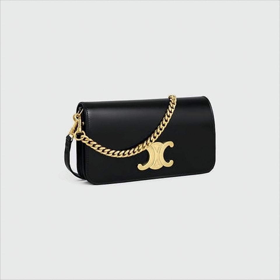 Celine Sleek Rectangular Crossbody Bag With Gold-Tone Chain Strap