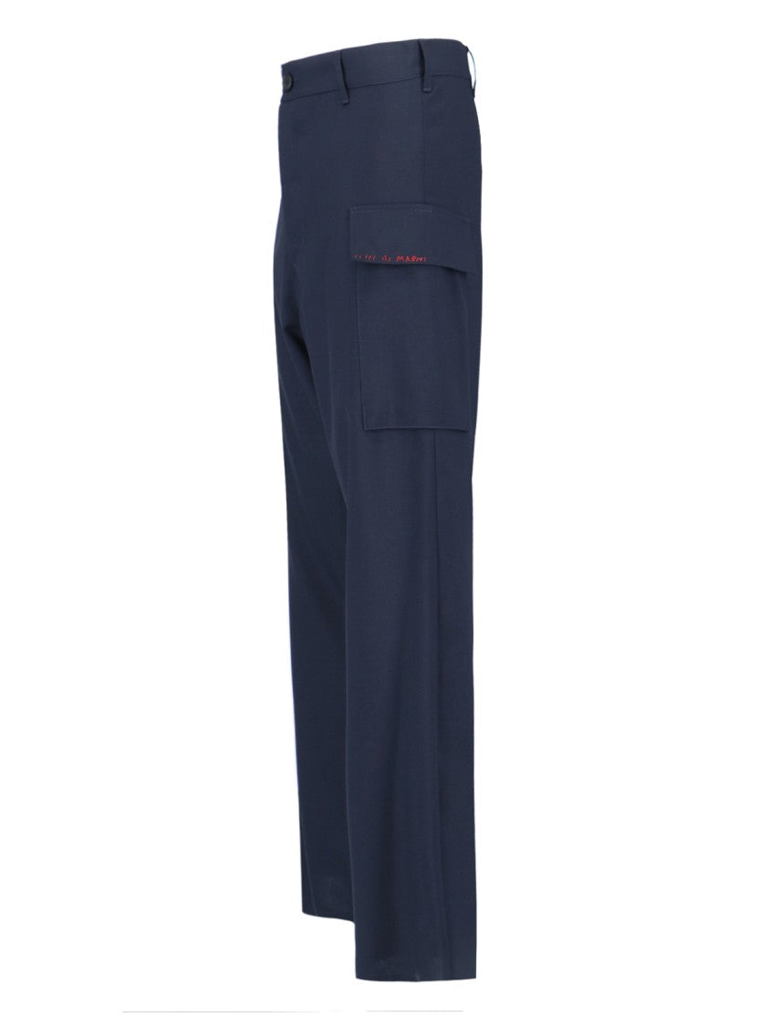 Marni Virgin Wool Cargo Trousers – Navy