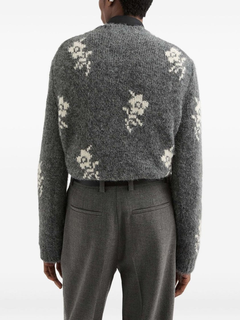 Jil Sander Medium Grey Floral Knitted Jumper