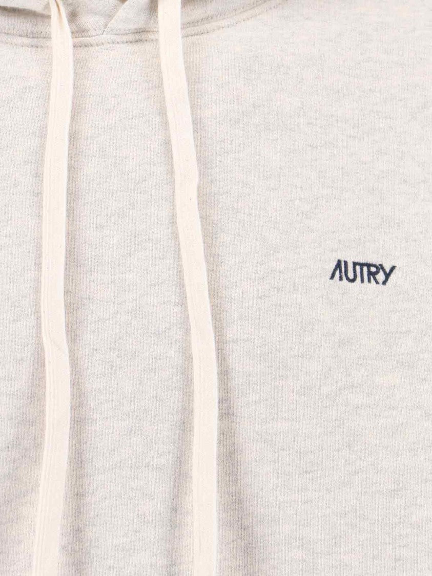 Autry Cropped Light Grey Hoodie Sweater With Relaxed Fit