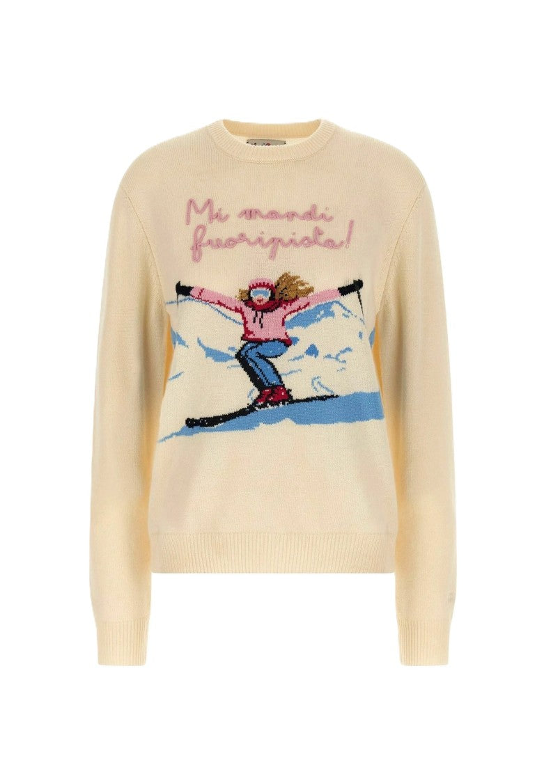 Mc2 Saint Barth Embroidered Graphic Sweater With Skier Motif
