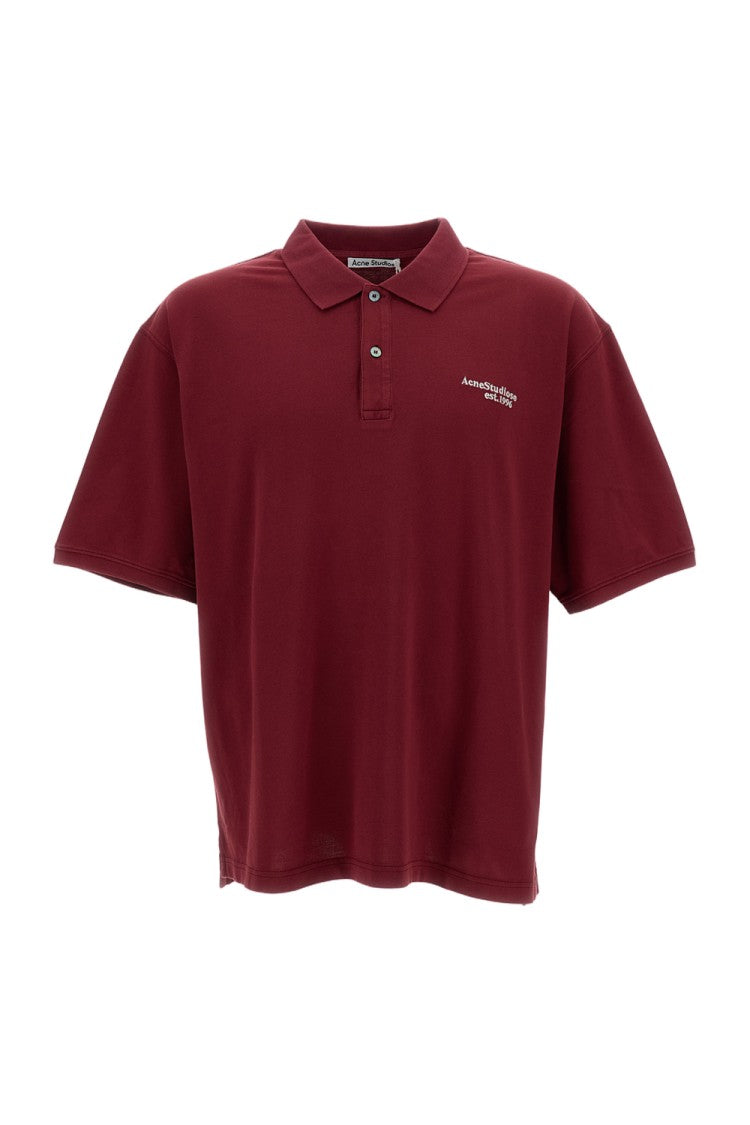 Acne Studios Cropped Burgundy Polo Shirt With Classic Collar