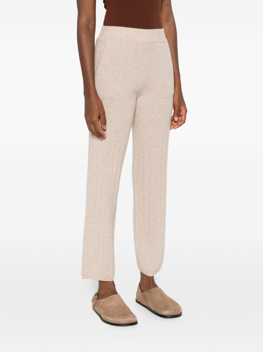Max Mara Beige Knit Trousers With Tapered Leg