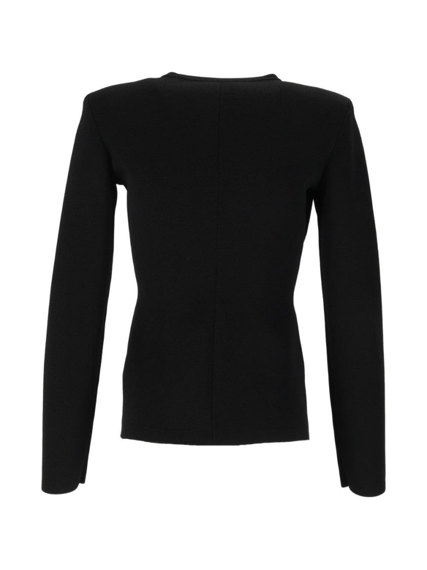 Elisabetta Franchi Slim-Fit Knitted Cardigan With Structured Shoulders And Gold-Tone Zippers