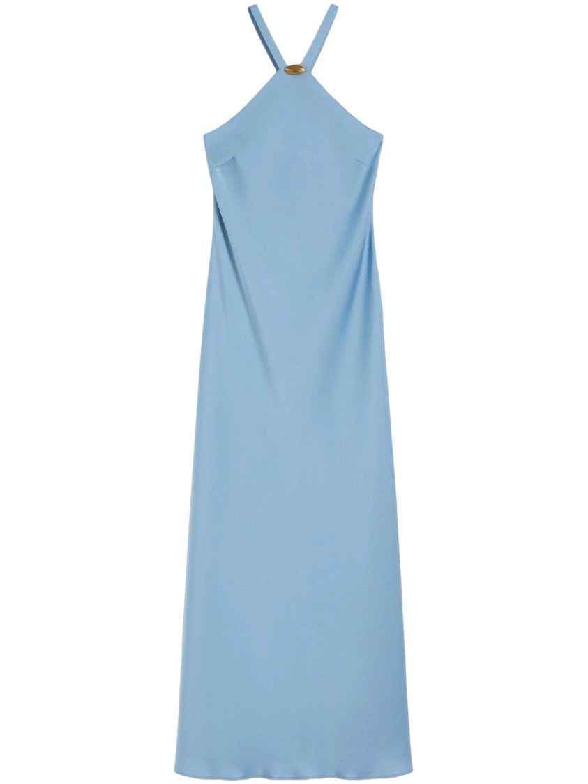 Max Mara Halter Neck Midi Dress With Metallic Ring Detail