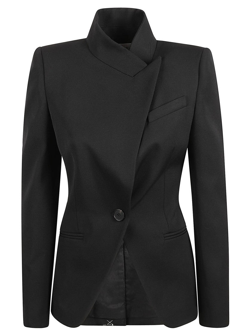 Alexander Mcqueen Tailored Black Jacket With High Collar