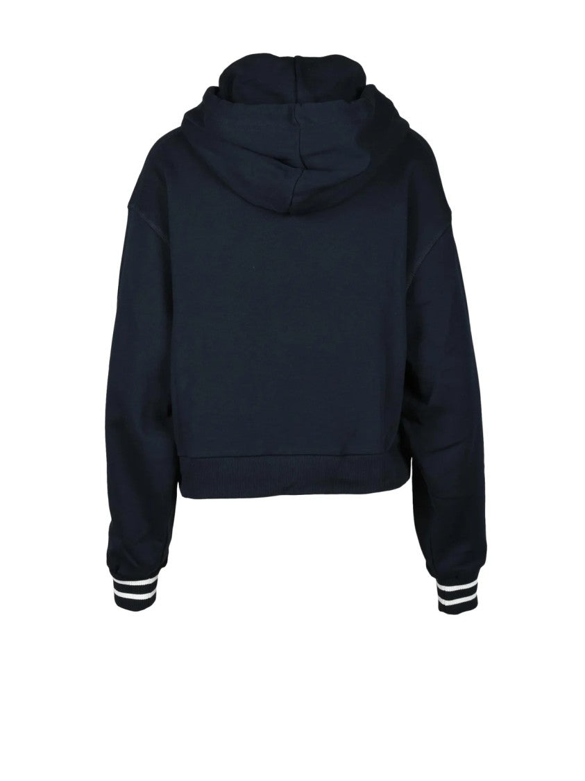 Tommy Hilfiger Cropped Hooded Sweatshirt With Ribbed Cuffs And Lettering