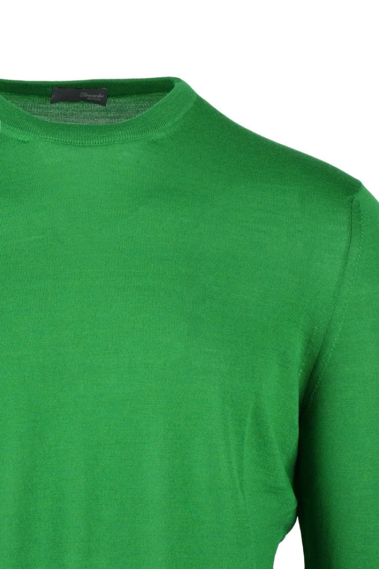 Drumohr Thin Merino Wool Crew Neck Pullover - Green