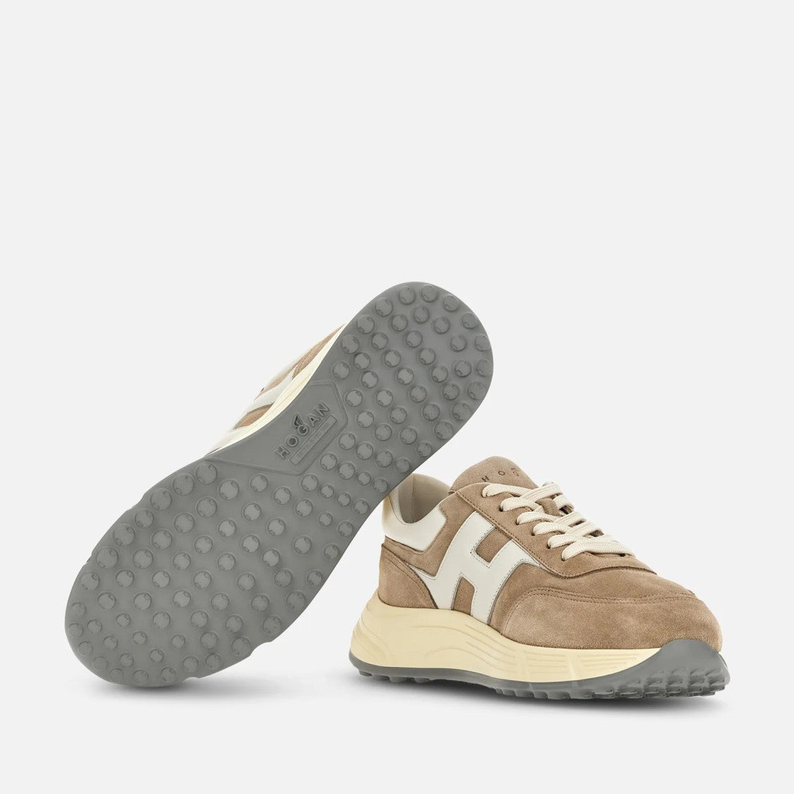 Hogan Hyperlight Allacciato H Sneakers In Beige