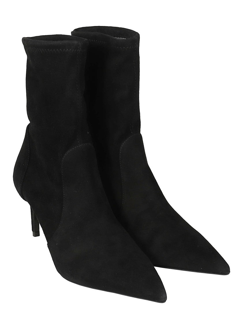 Stuart Weitzman Power 75 Pointed Toe Calf Suede Ankle Boots