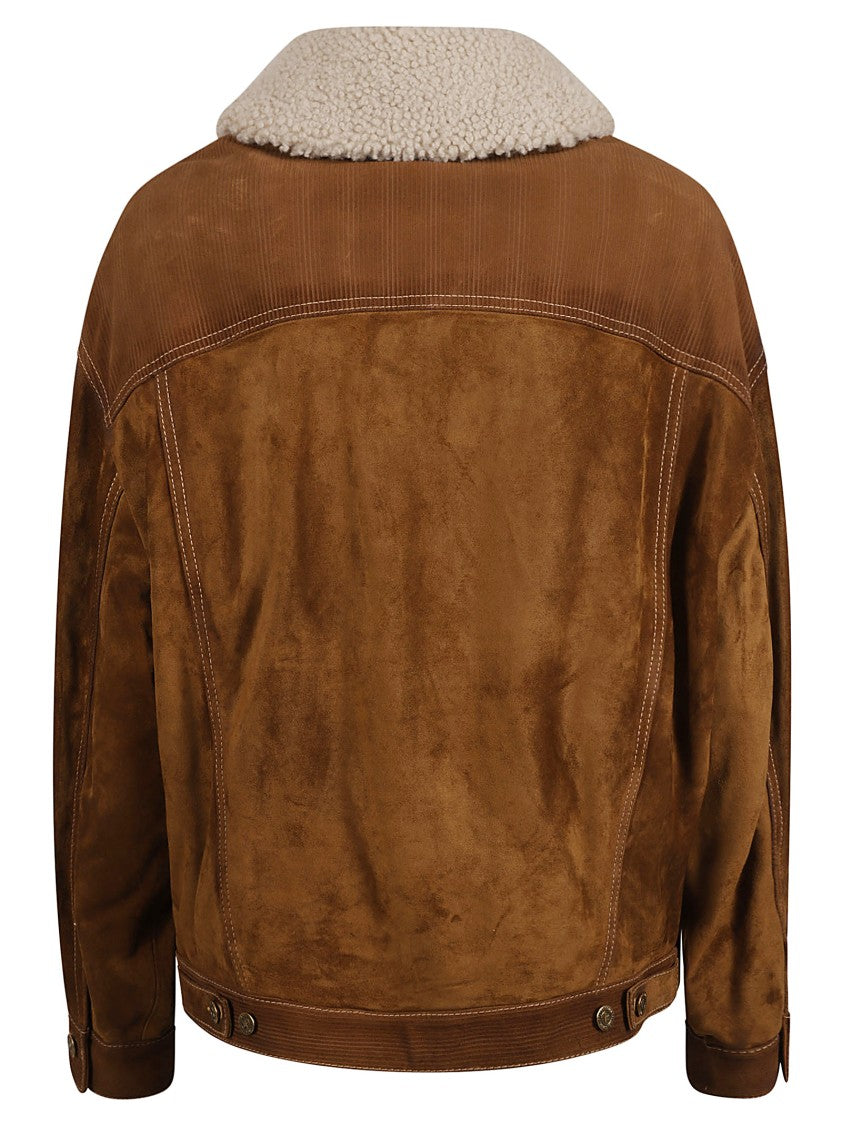 Golden Goose Brown Suede And Corduroy Coat