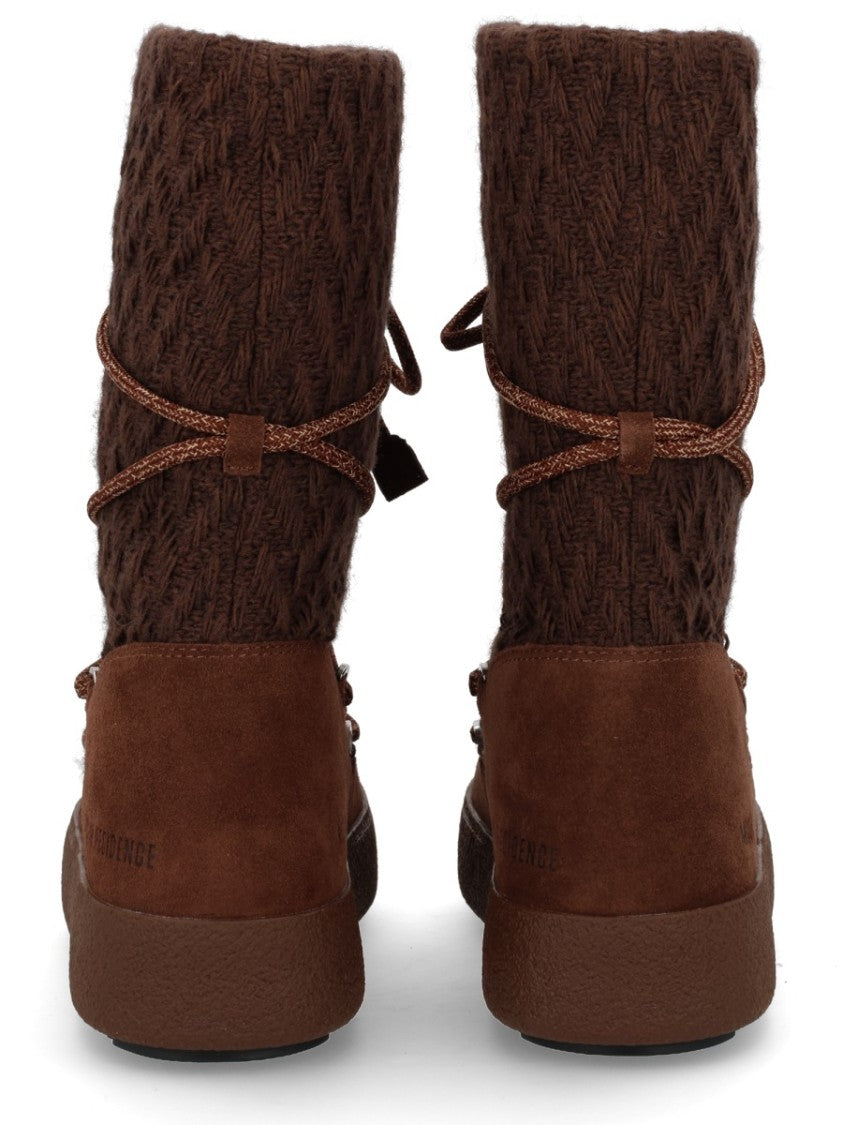 Moon Boot Per Guest In Residence Brown Textured Knit Wool-Blend Boots