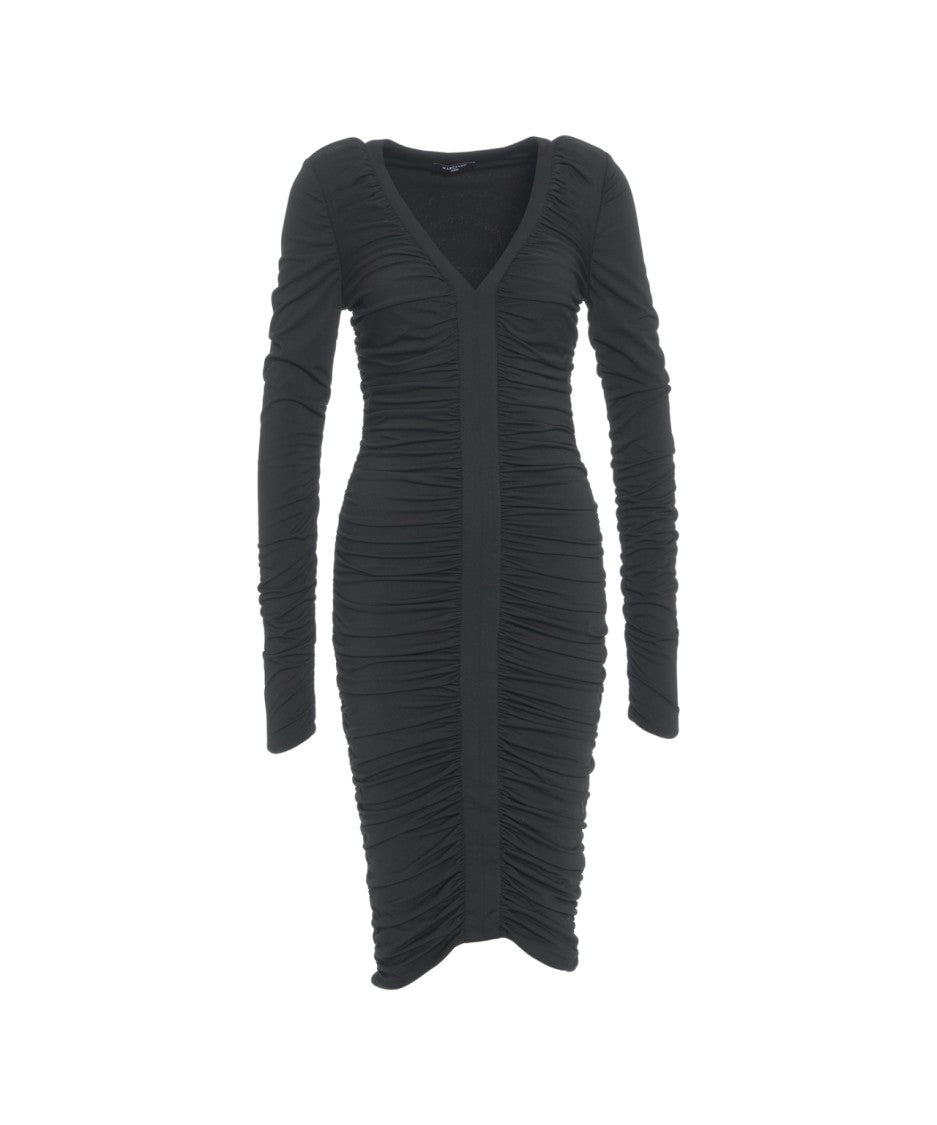 Guess By Marciano Fitted Dress With Ruched Detailing And Deep V-Neckline