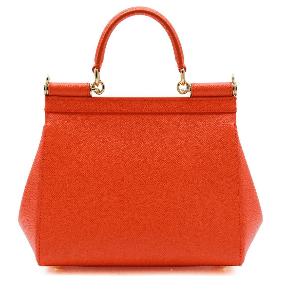 Dolce & Gabbana Sicily Small Top Handle Bag In Vibrant Orange Leather
