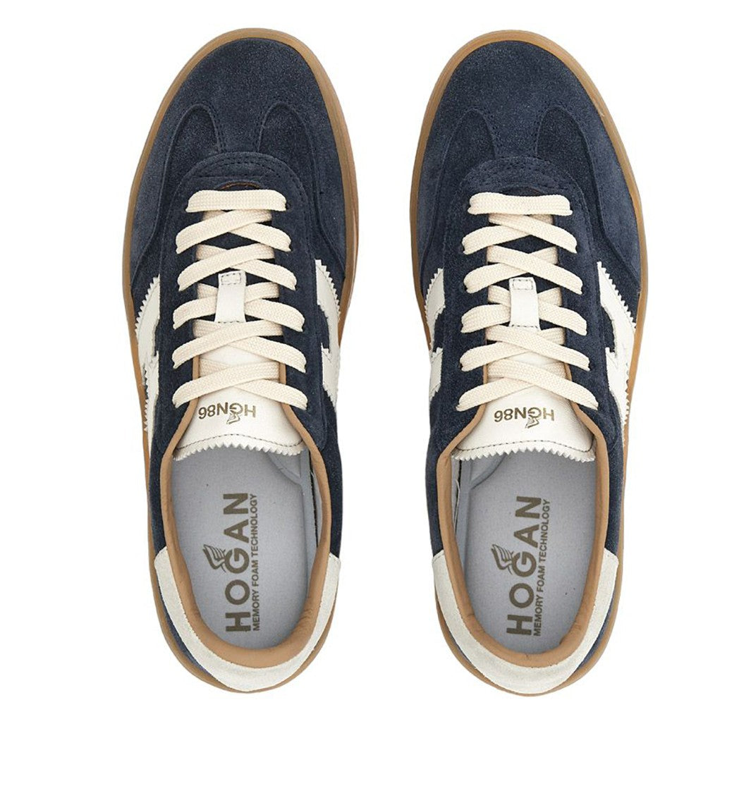 Hogan Navy Suede Sneakers With Contrasting Logo