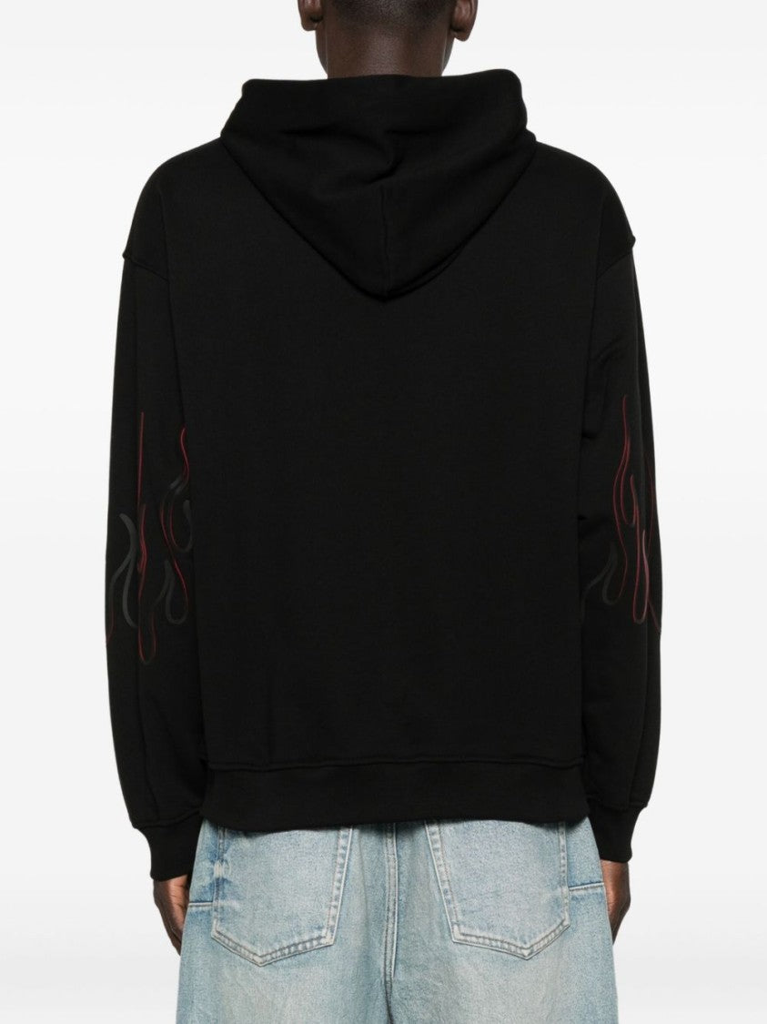 Vision Of Super Maglie Nero Sweatshirt With Flame Graphics