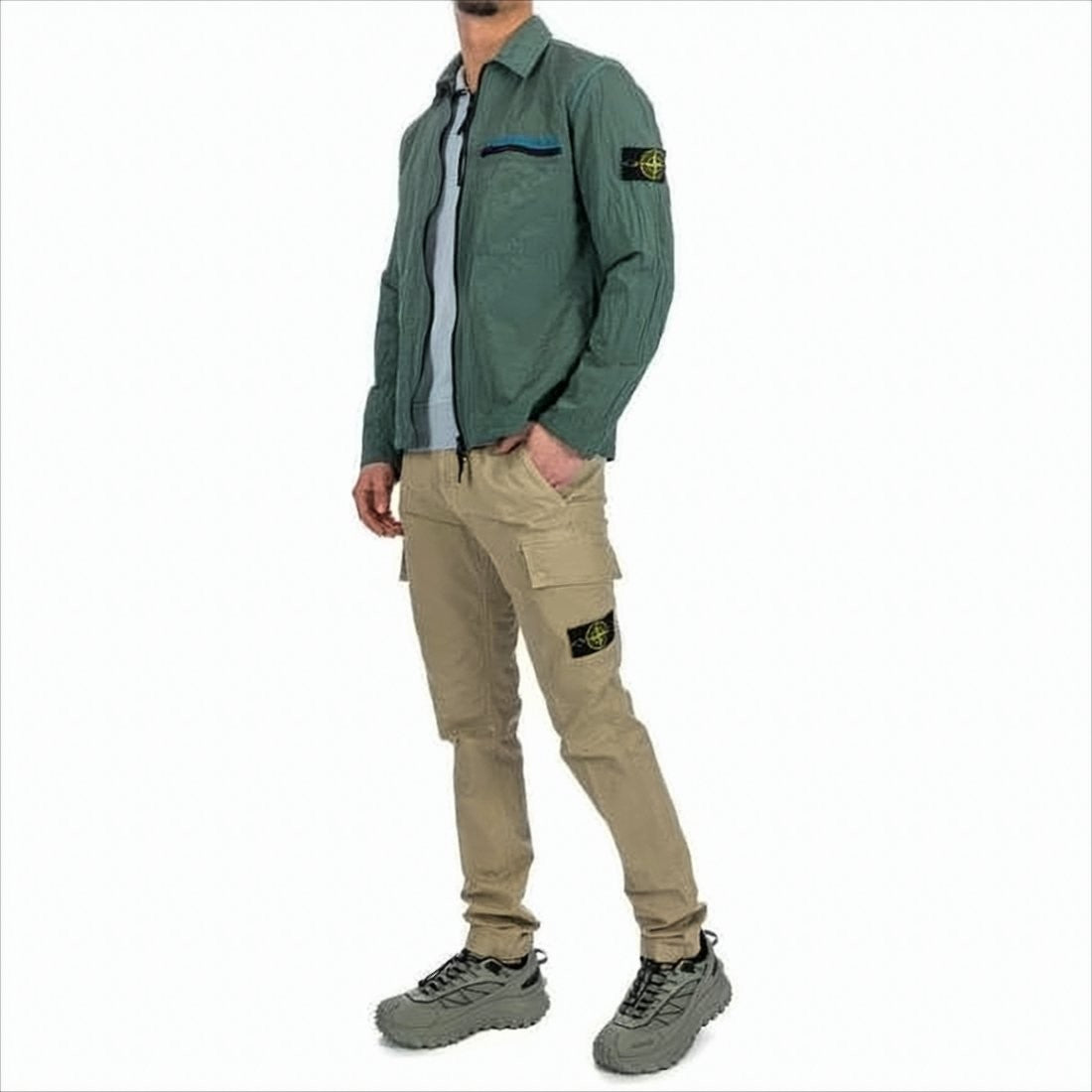 Stone Island Zip-Up Lightweight Jacket With Crinkled Texture