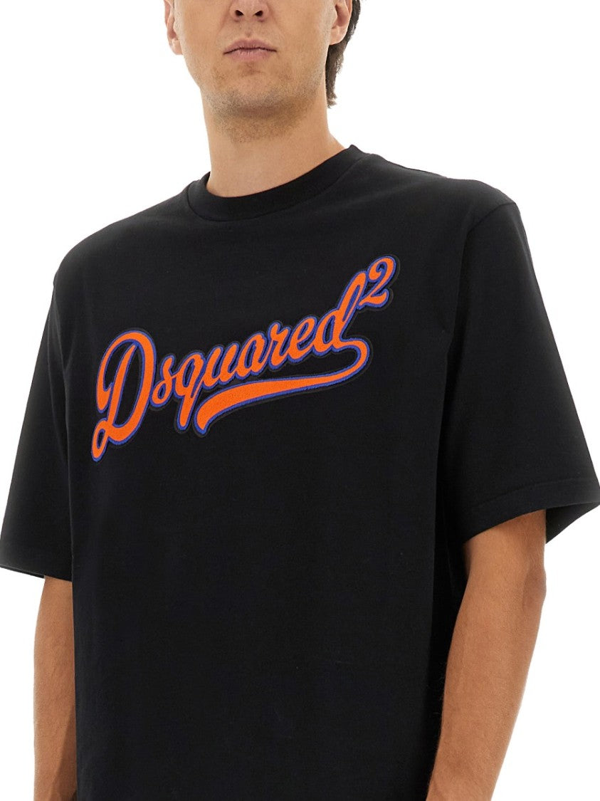 Dsquared2 Black Cotton T-Shirt With Vibrant Logo