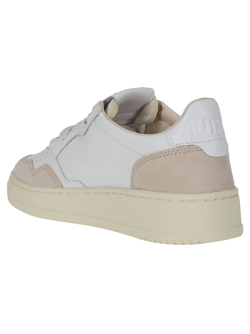 Autry Elevated White Low Sneakers With Textured Finish