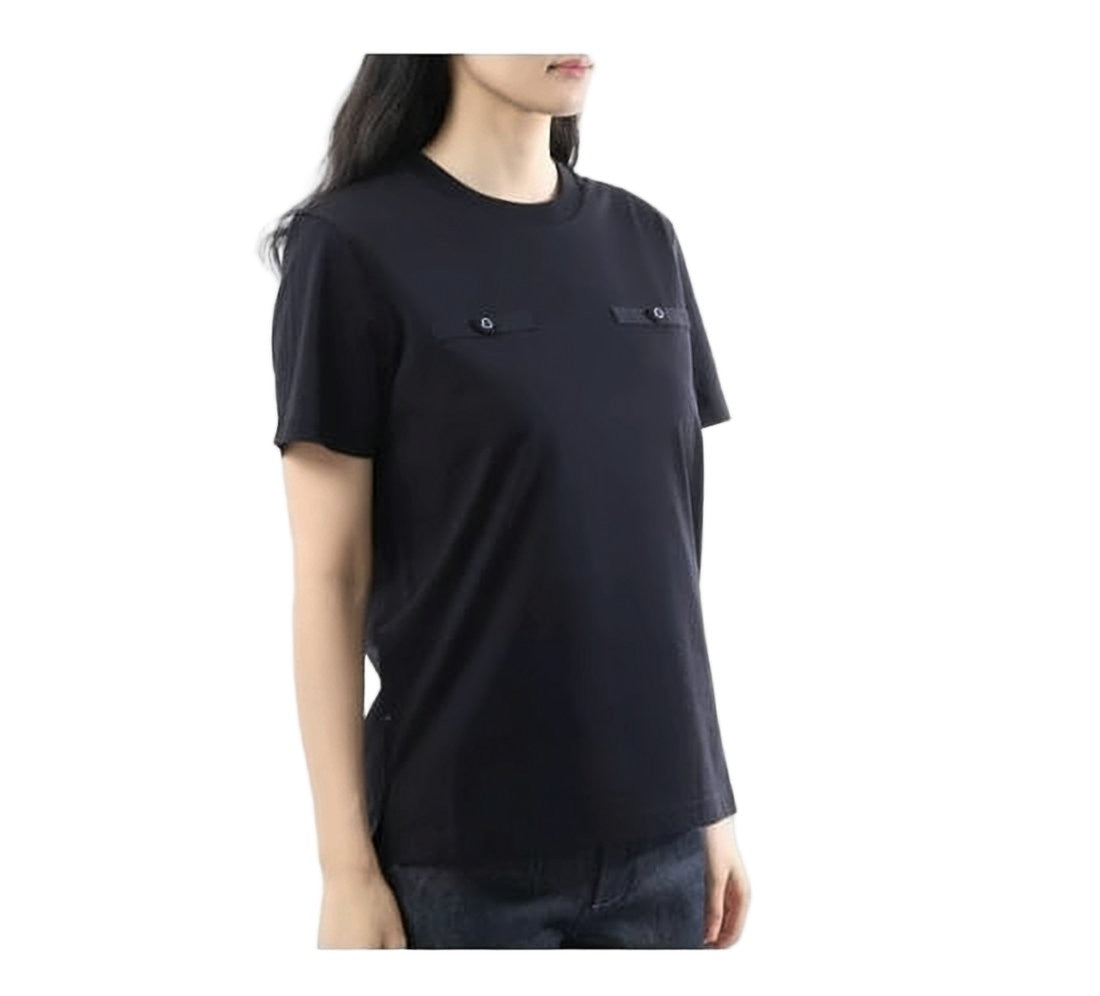 Moncler Minimalist Black Short-Sleeve T-Shirt With Buttoned Tabs