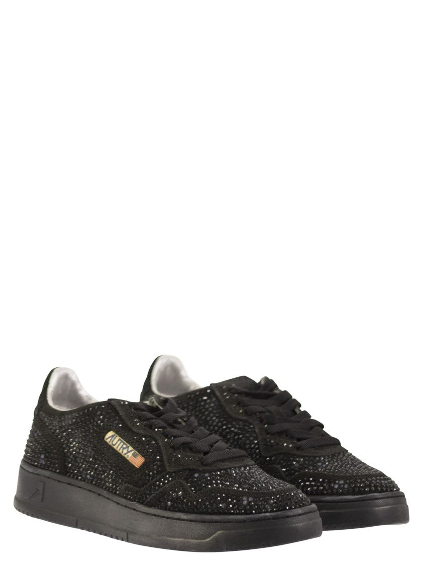 Autry Medalist Low - Suede Trainers With Rhinestones