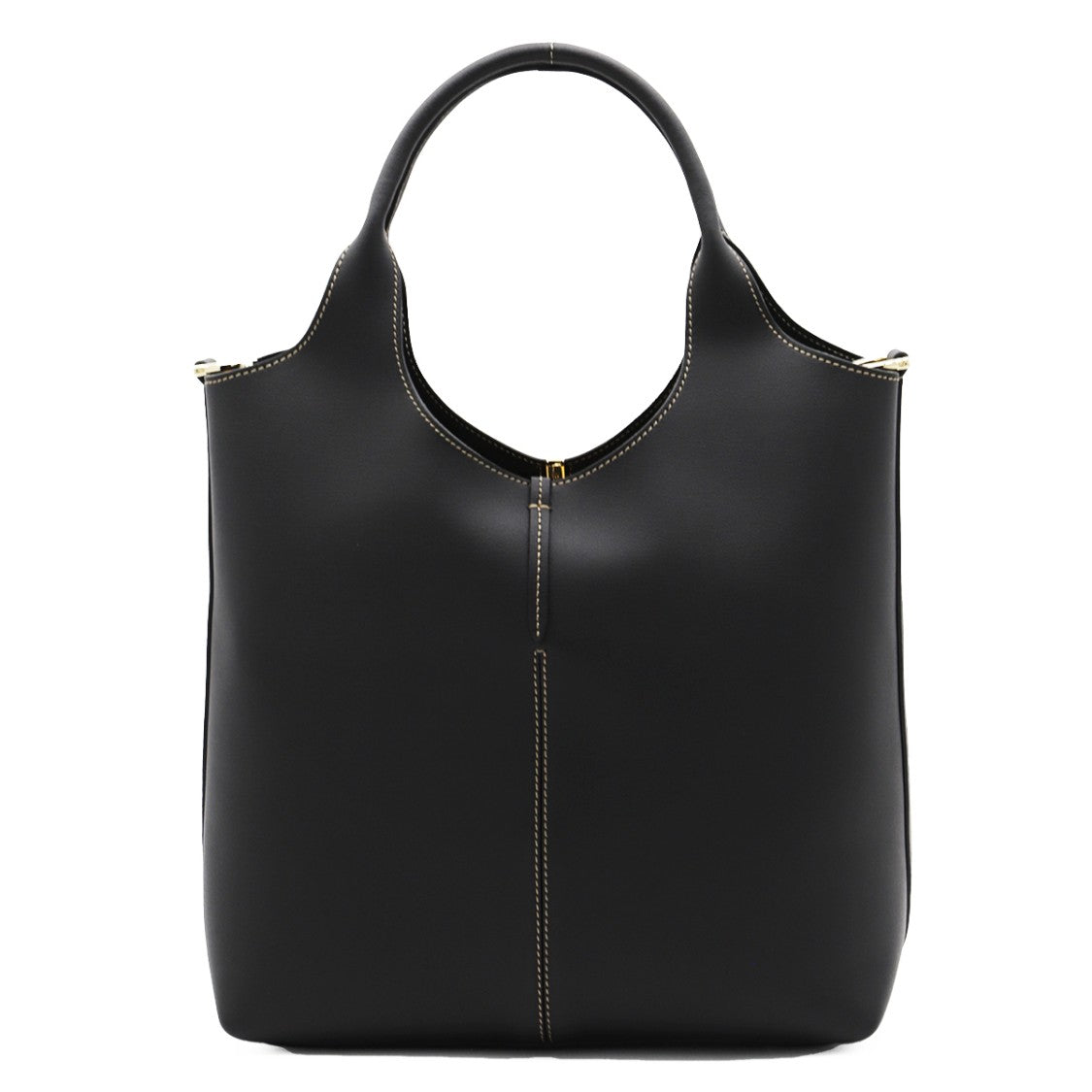 Tod's Structured Black Handbag With Gold-Tone Accent