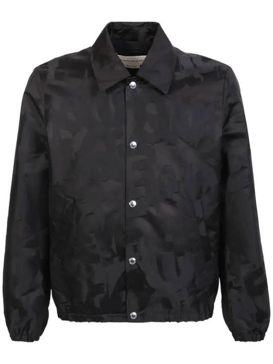 Alexander Mcqueen Minimalist Black Jacket With Textured Pattern