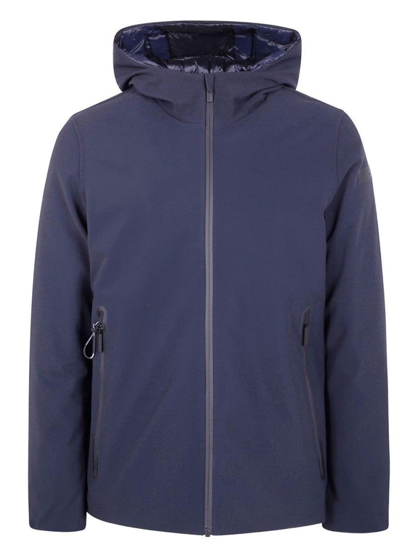 Rrd Minimalist Deep Blue Hooded Jacket With Zippered Pockets