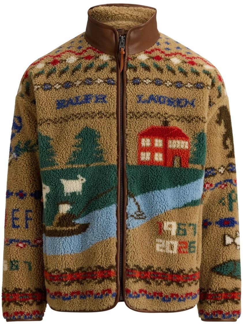 Polo Ralph Lauren Scenic Pile Fleece Jacket With Countryside Design