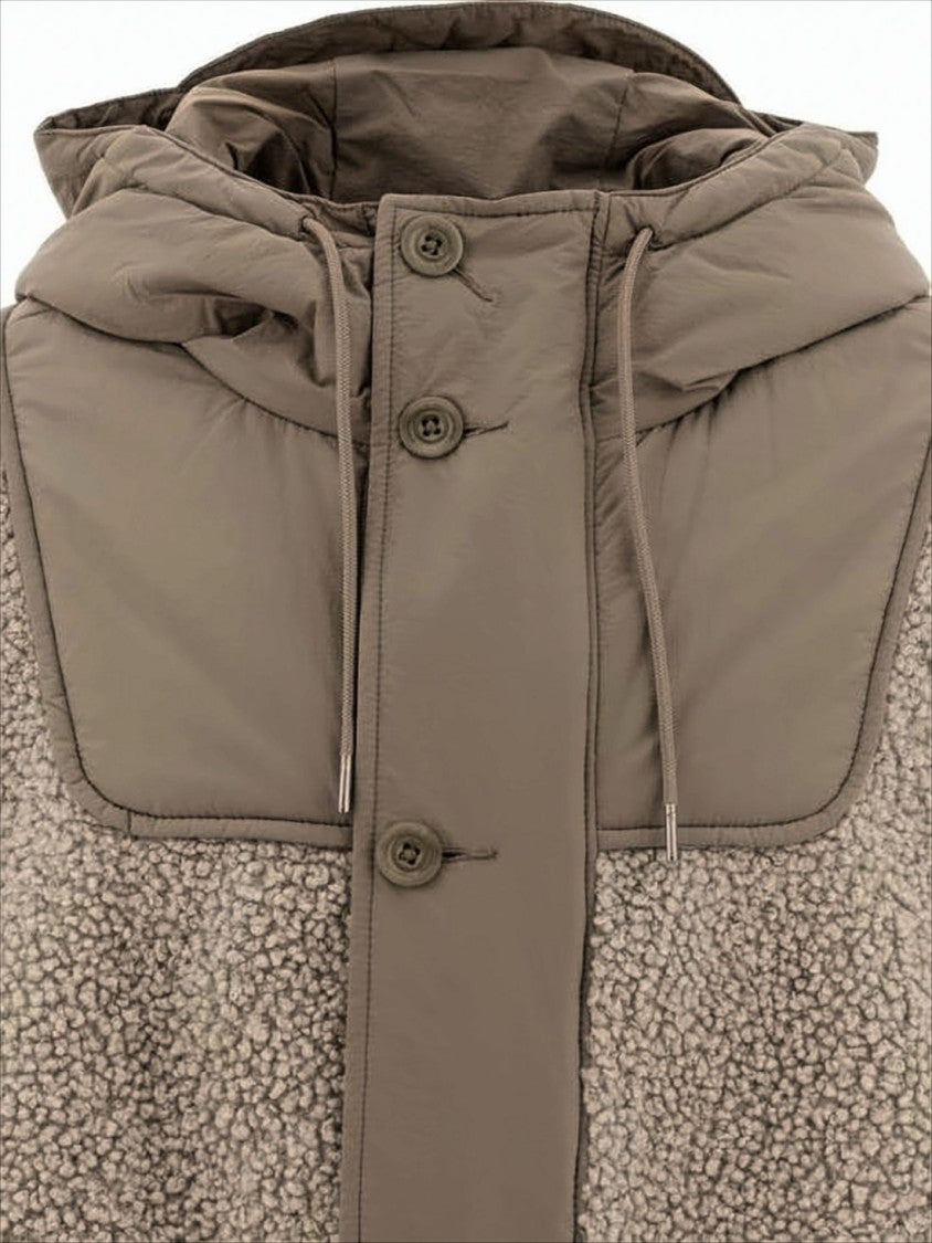 C.P. Company Textured Fleece Casual Jacket With Hood And Button-Up Front