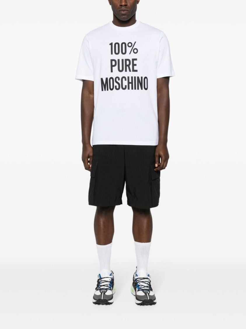 Moschino Optical White Cotton Jersey Crew Neck T-Shirt