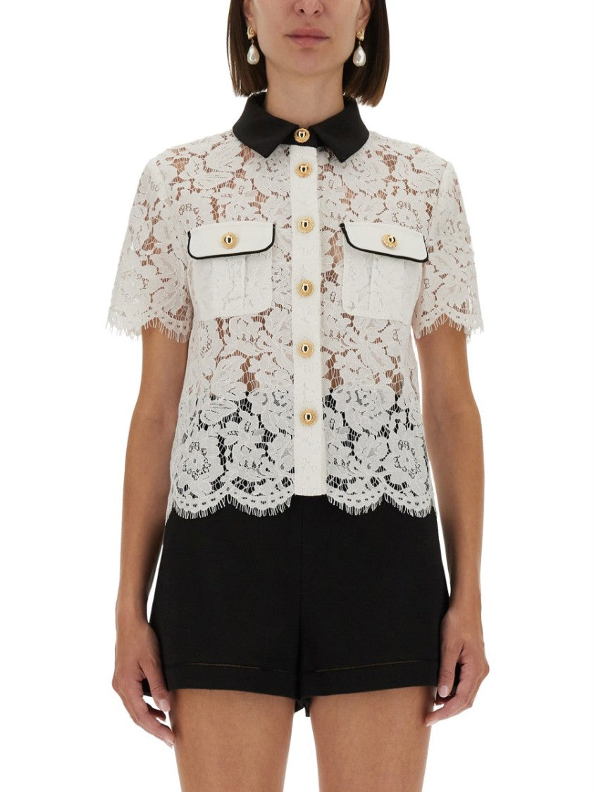 Self-Portrait Lace Top With Collar
