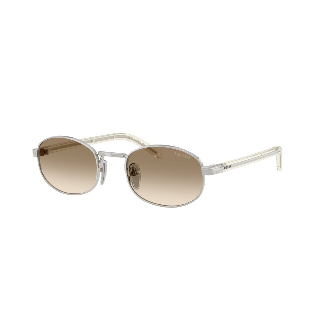 Prada 0Pr B53s Oval-Frame Silver Sunglasses