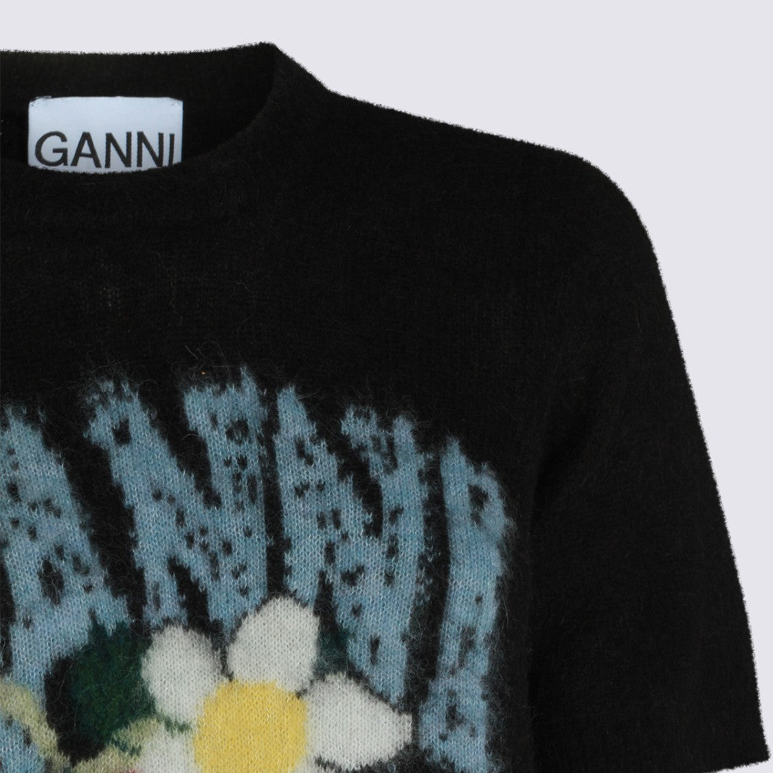 Ganni Fuzzy Texture Graphic Print T-Shirt