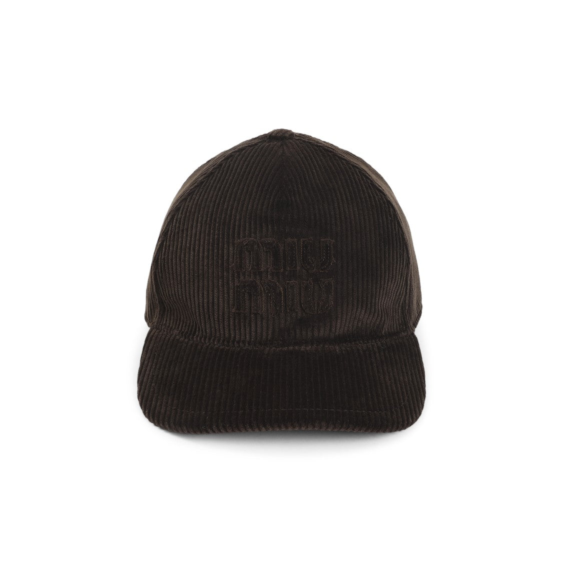 Miu Miu Dark Brown Cotton Baseball Logo Hat