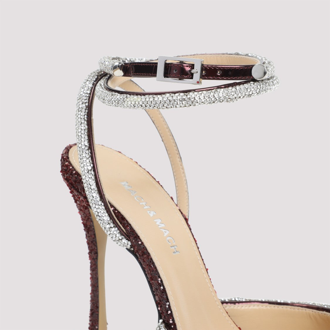 Mach & Mach Red Pumps With Glitter And Crystal Accents