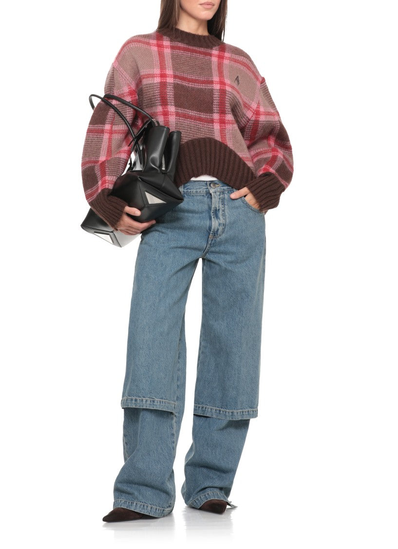 The Attico Check Embroidered Logo Jersey Sweater