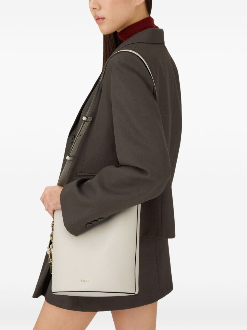 Furla Structured Leather Bag With Gold-Tone Detailing
