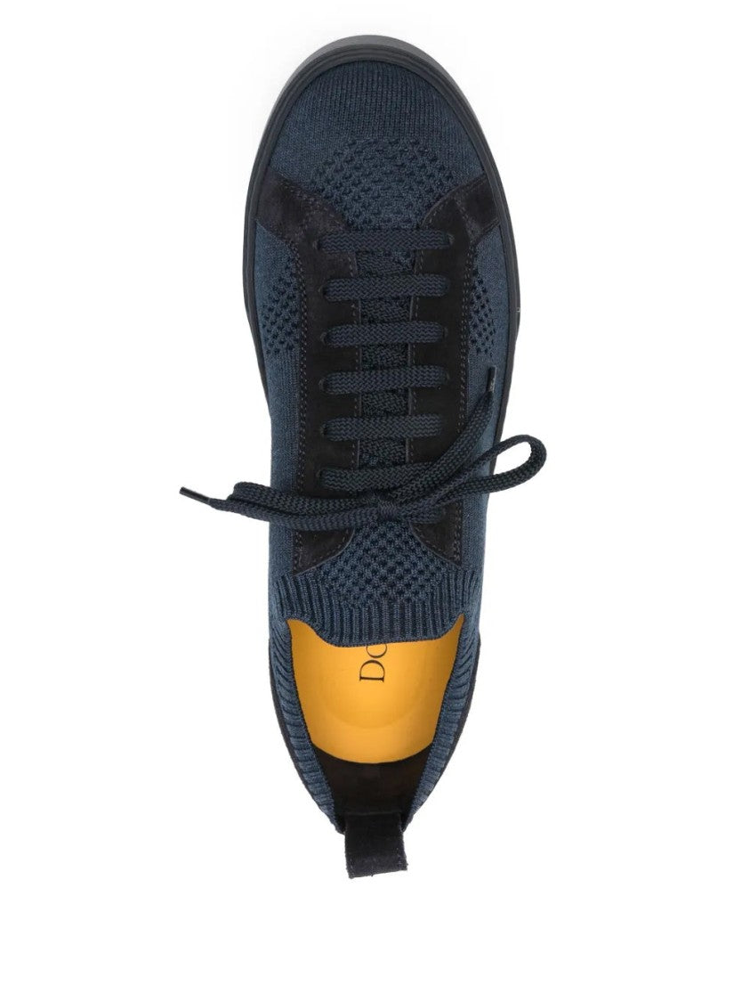 Doucal's Knitted Textile Sneakers With Suede Accents