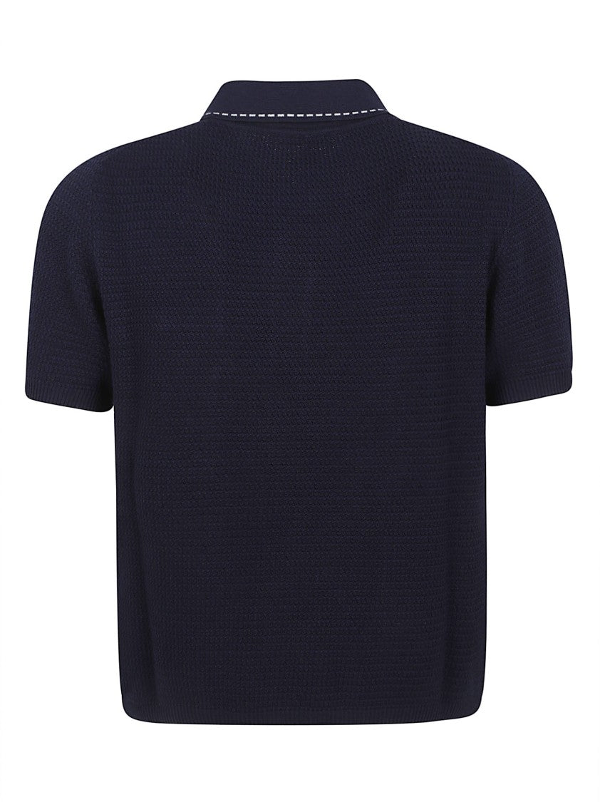 Versace Textured Cotton Polo With Iconic Medusa Detail