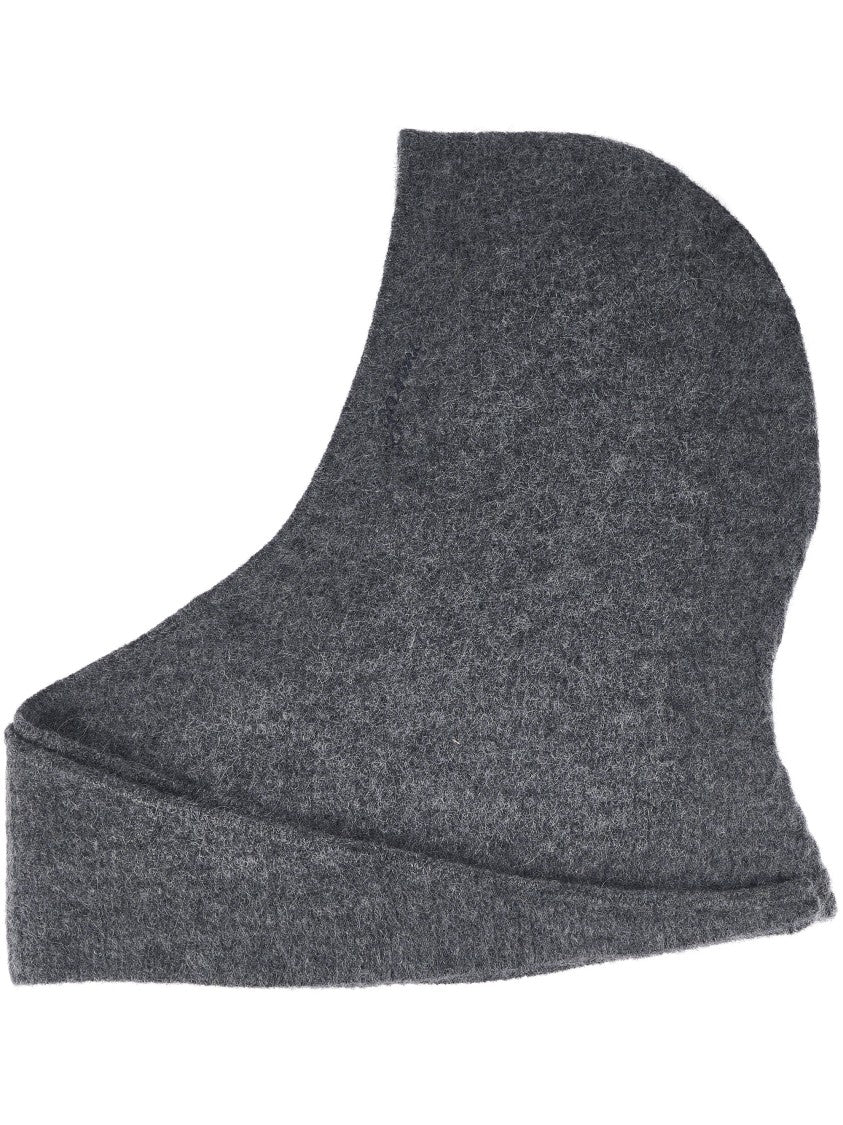 Ganni Plush Grey Wool Balaclava