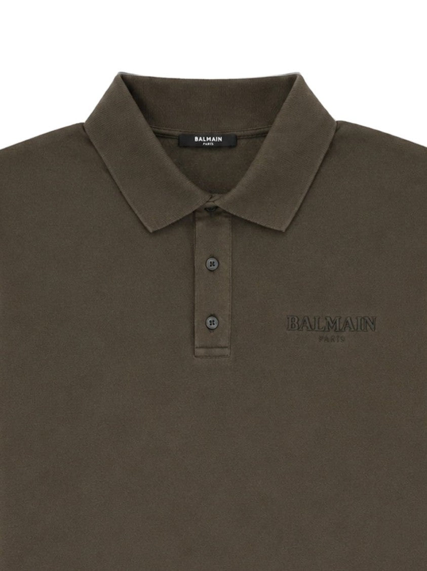 Balmain Brown Polo Shirt With Classic Collar