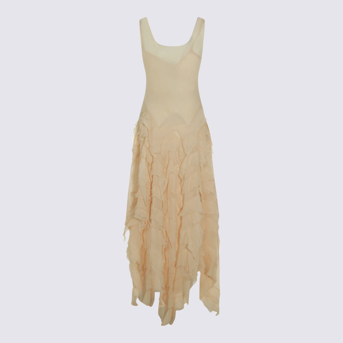 Blumarine Sleeveless Maxi Dress With Cascading Ruffle Skirt
